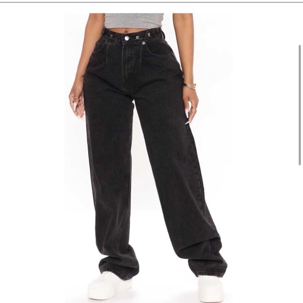 Fashion Nova Pleats to Meet You wide leg high rise jeans Black NWT 11